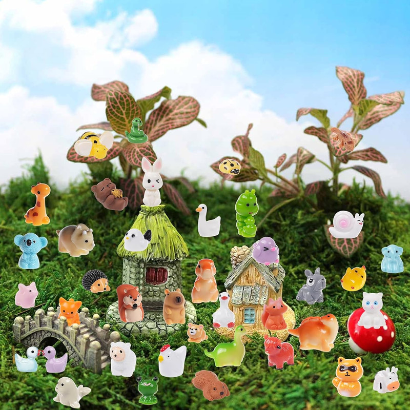 50PCS Mini Resin Animals Tiny Animals Miniature Figurines Bulk for Micro Fairy G gallery