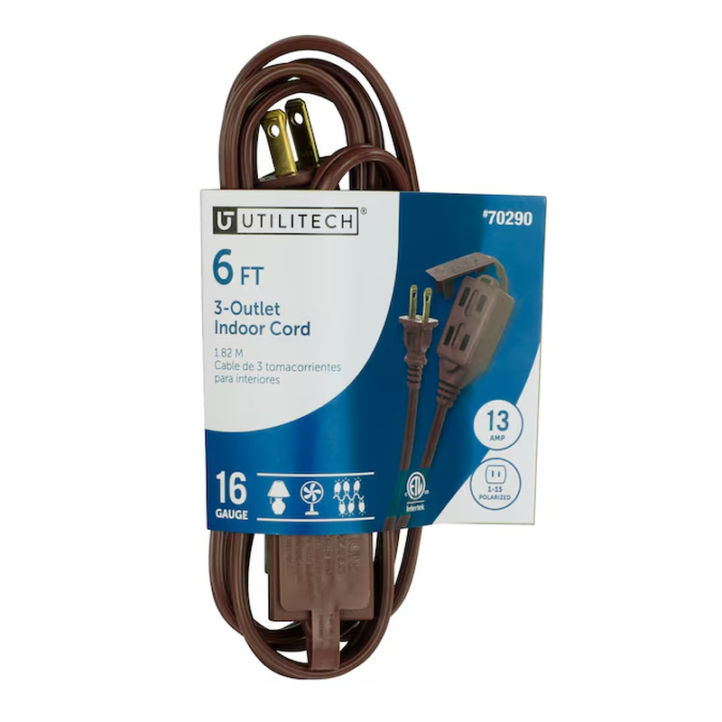 Utilitech 6-Ft 16 / 2 Light Duty 2 Prong Brown Indoor Extension Power Cord gallery