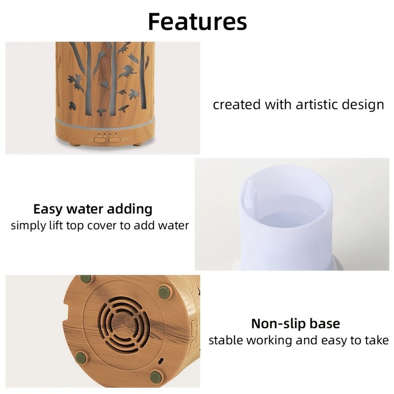 Essential Oil Diffuser with 3 Oils, 7 LED Lights, Auto-Off, Mini Humidifier gallery
