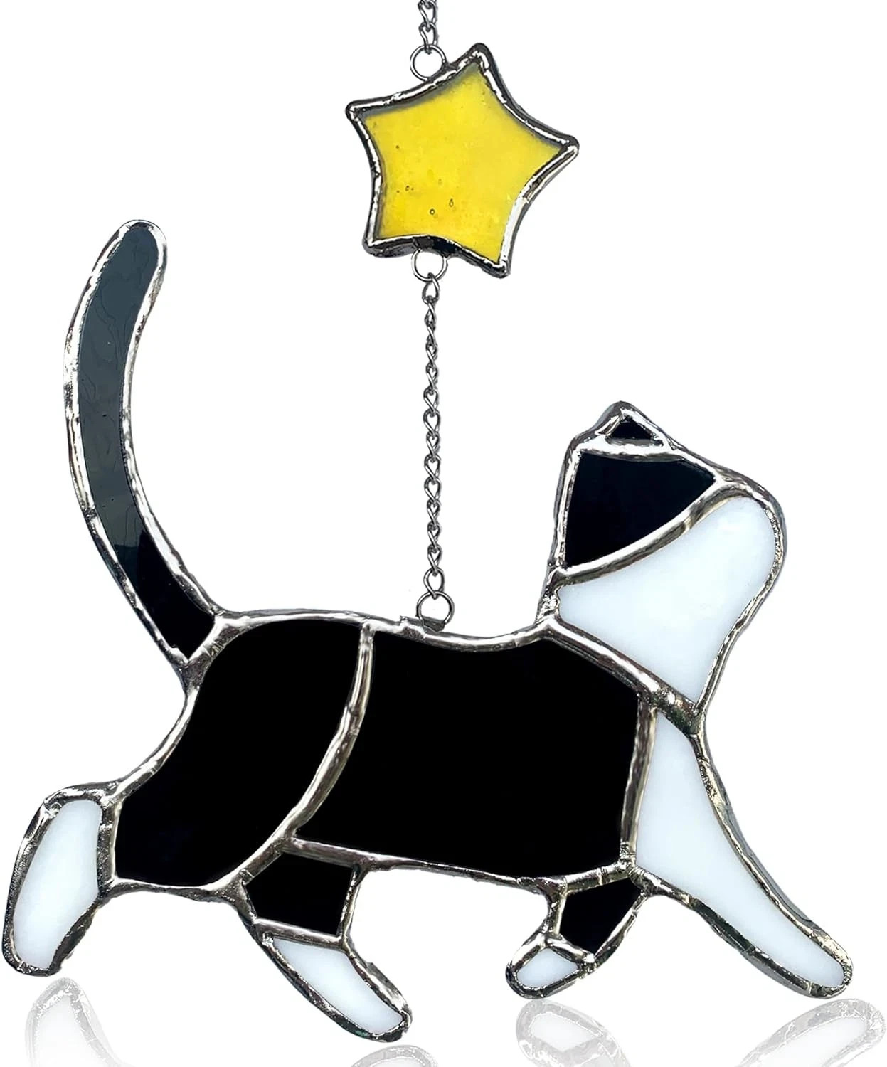 Black Cat Stained Glass Suncatcher Decor for Window Hanging - Memorial Gift - Gi gallery