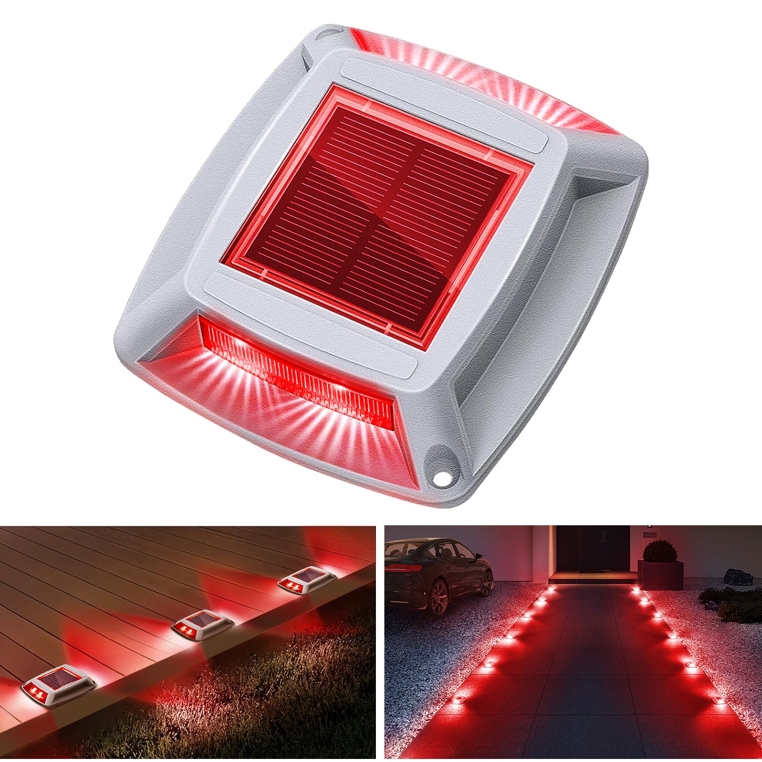 Solar Deck Lights Driveway Dock Lamp LED Waterproof Outdoor Warning Step Lights gallery