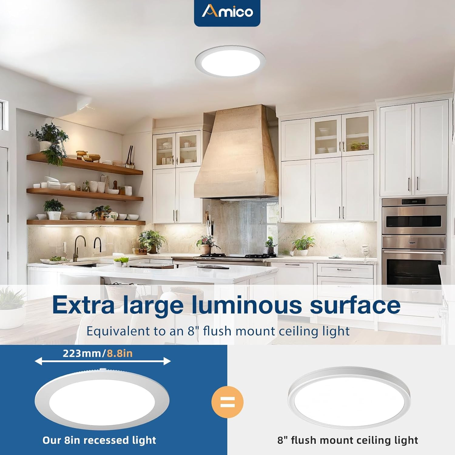 12 Pack 8" Dimmable Ultra-Thin LED Recessed Lights, 5CCT, 1600LM gallery