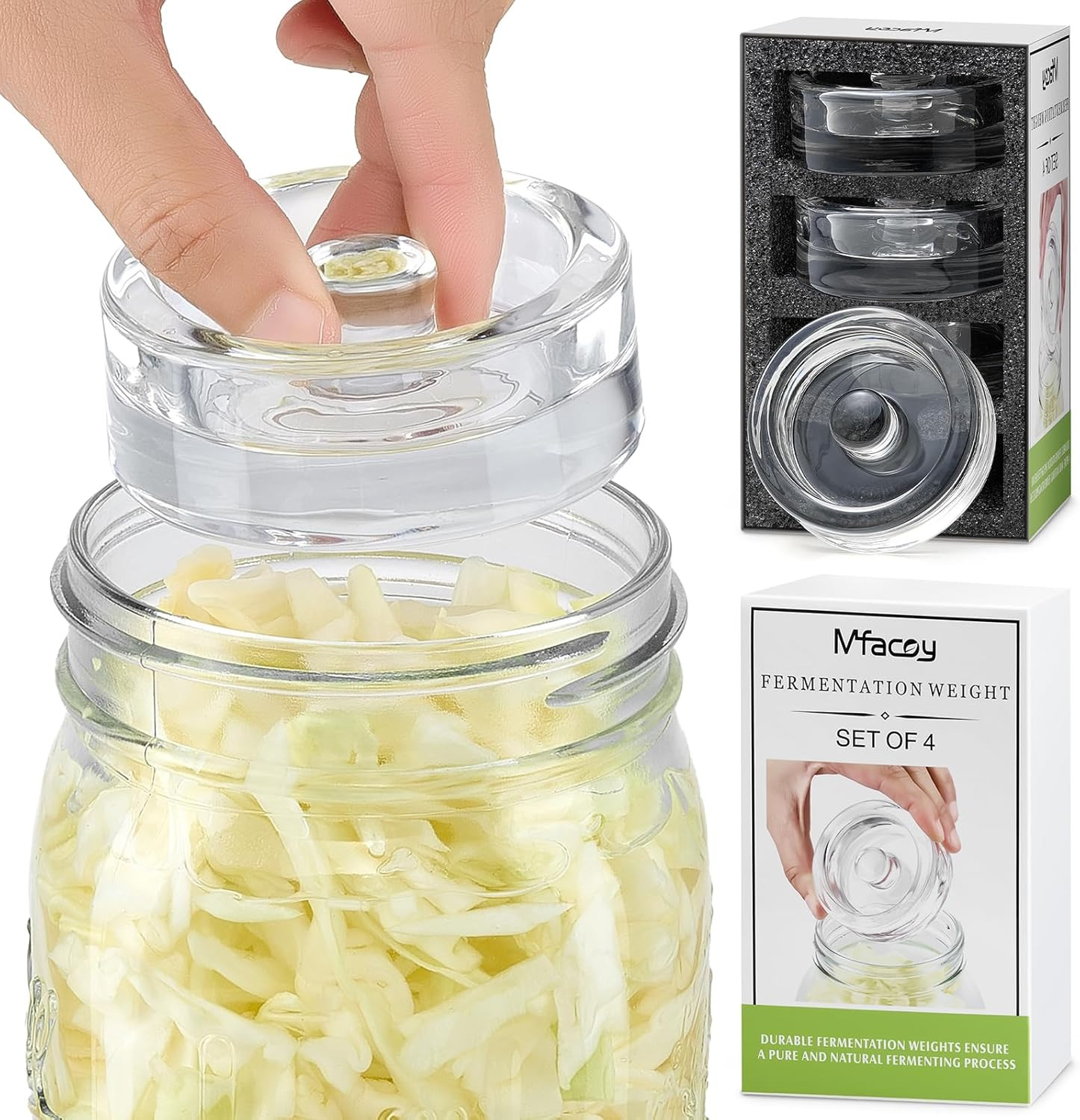4 Pack of Fermentation Glass Weights with Easy Grip Handle for Great Wide Mouth gallery