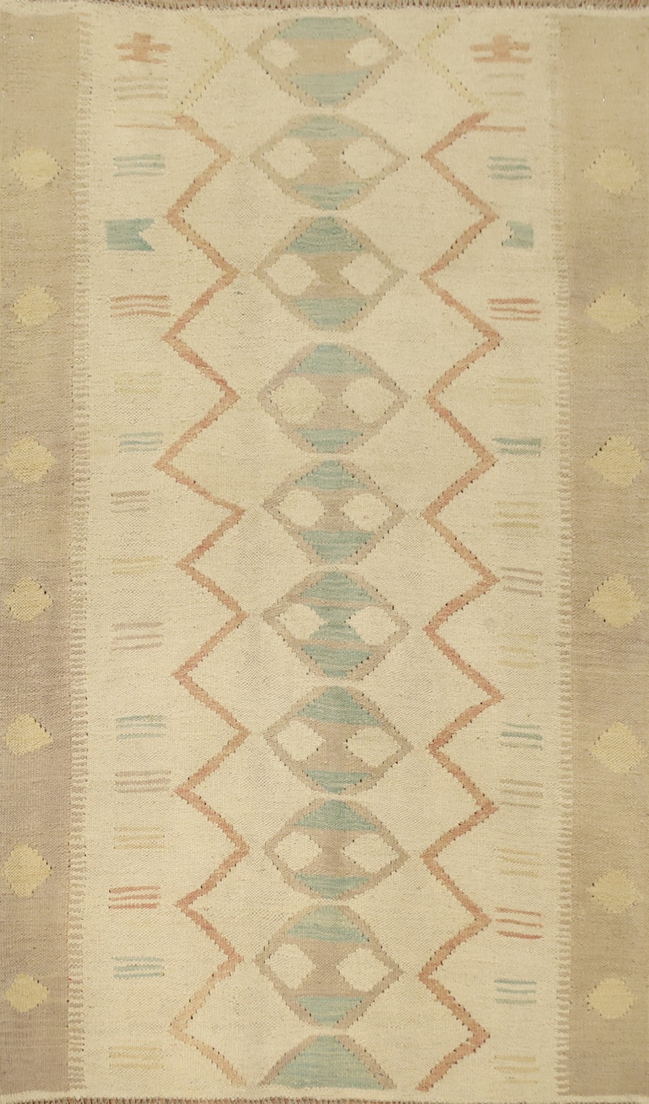 Kilim Wool Accent Rug 3x5 Flat-weave Earthy Tones and Pastel Accents Geometric gallery