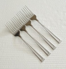 Target Home Stainless 4 Dinner Forks Glossy Indent Center Square Tip