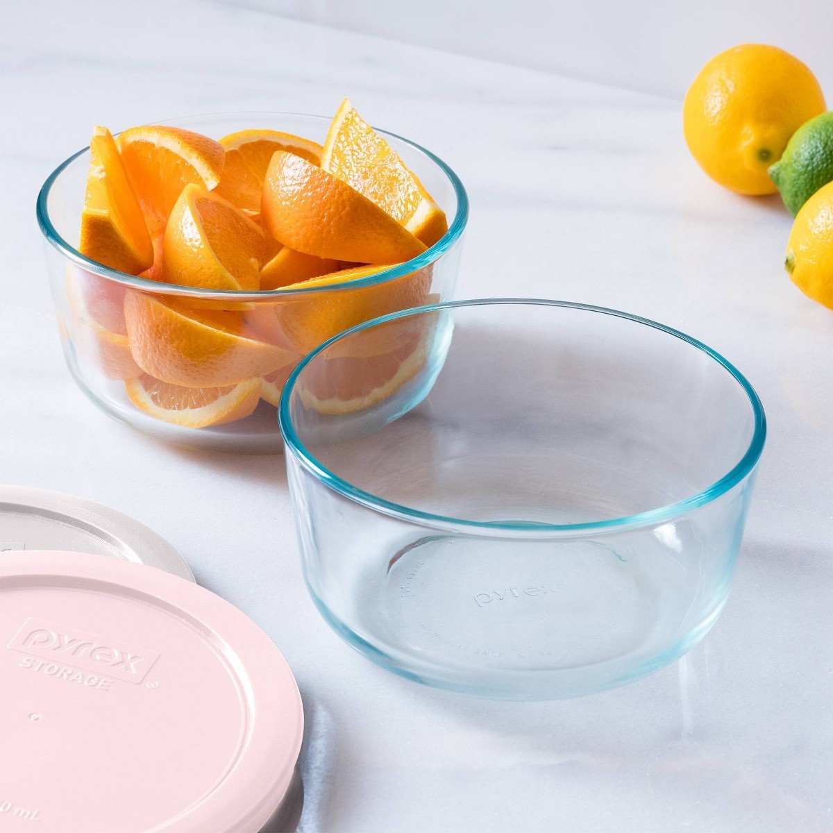 Pyrex 3-pc 3-cup Round Glass Storage Set with Assorted Color Lids gallery