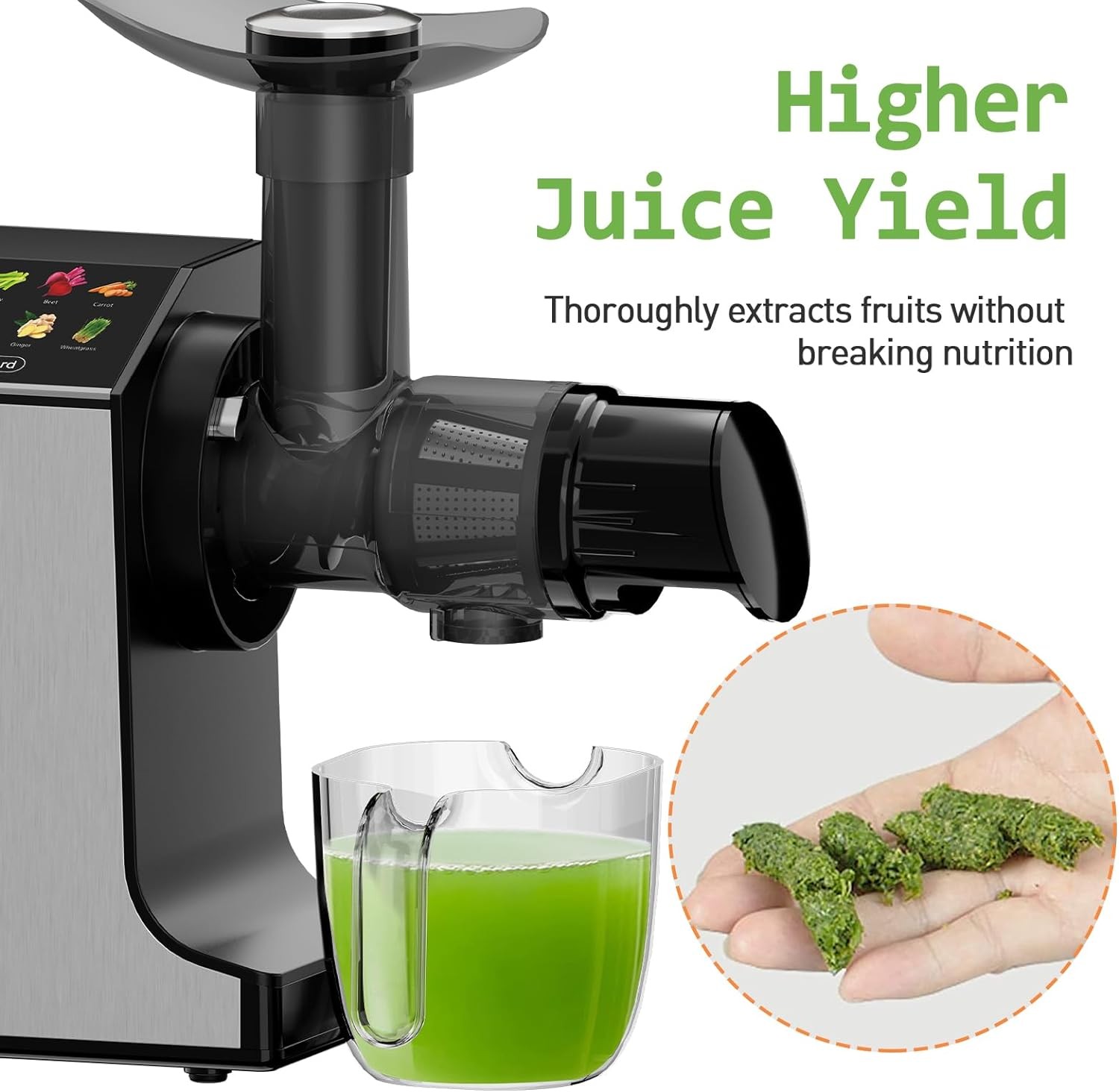 Whall Slow, Masticating & Cold Press Juicer Machine, 2 Speeds ZM1523 - SILVER gallery