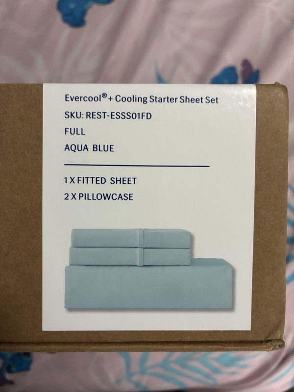Evercool®+ Cooling Starter Sheet Set SKU: REST-ESSSO1FD FULL AQUA BLUE gallery