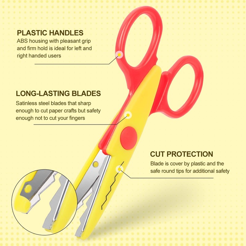 UCEC Craft Scissors Decorative Edge, Zig Zag, Kids Safety 6pcs, Style 1 gallery