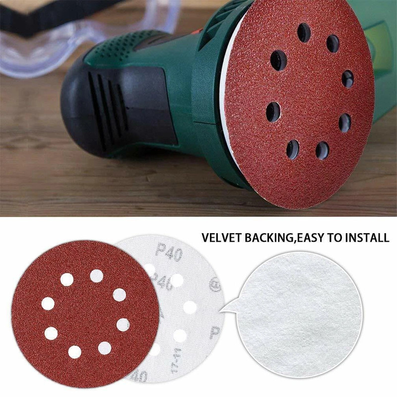 5inch 8-Hole Hook Loop Sanding Discs 40-240 Grit Orbital Sandpaper gallery
