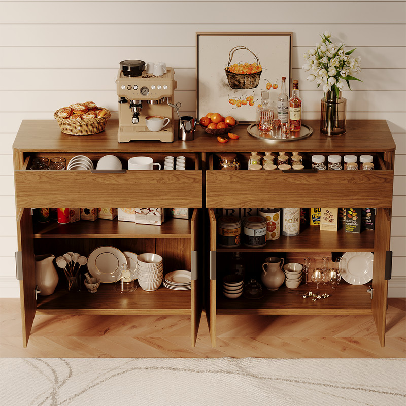 63" Large Buffet Sideboard with Storage, 31" Tall Kitchen Buffet Storage Cabinet gallery