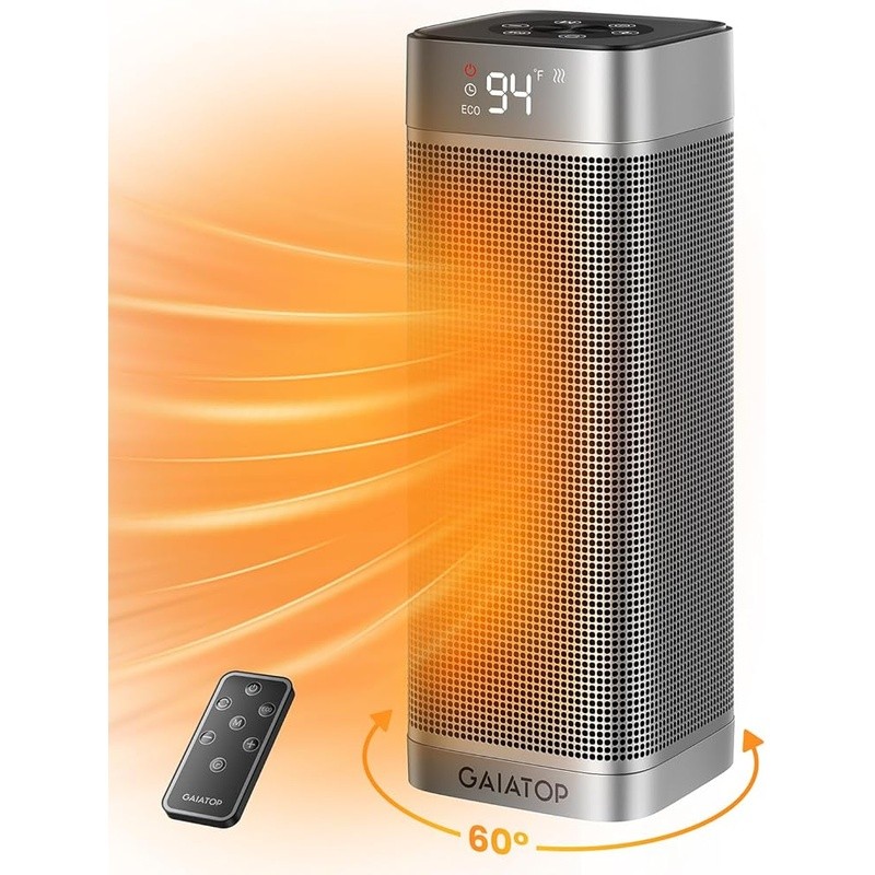 1500W Ceramic Space Heater Remote Control 60° Oscillation Indoor Fast Heating US gallery