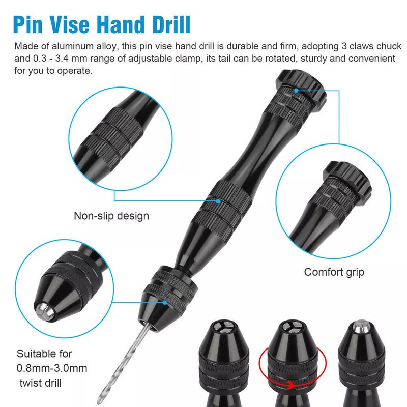 59 PCS Twist Drill Bits Set Mini Micro Hand Rotary Precision Pin Vise Tools Kit gallery