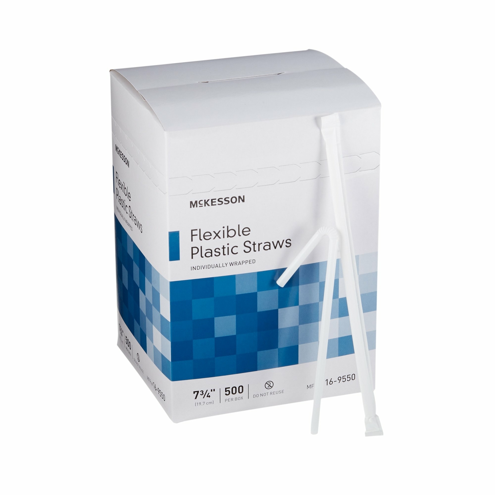 McKesson Disposable Flexible Drinking Straw White Plastic 500 Ct 16-9550 gallery