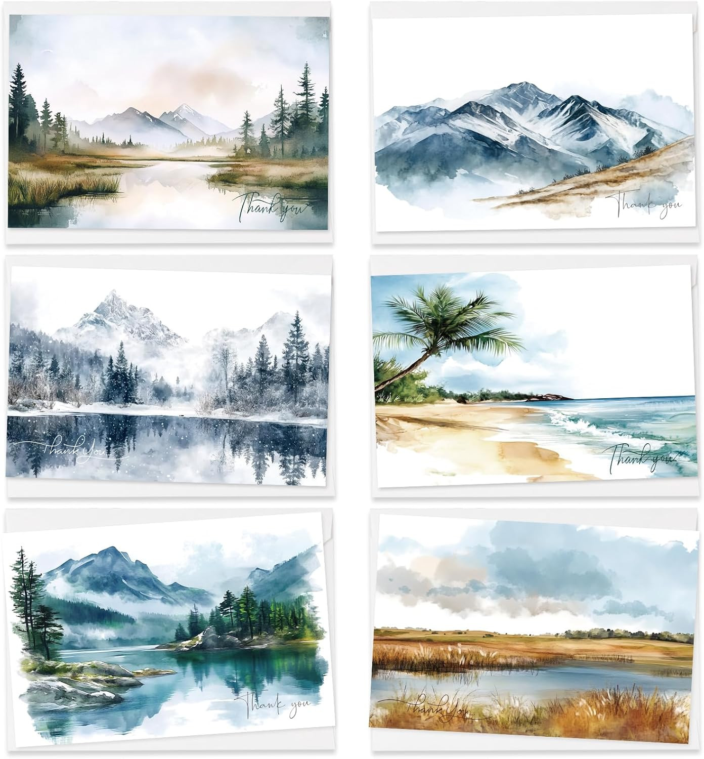 24 Pack Thank You Cards with Envelopes and Stickers Bulk, 4×6 Inches Watercolor gallery