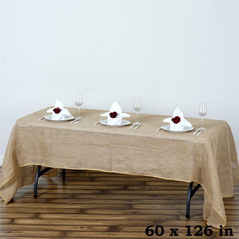 90x132-Inch RECTANGULAR Natural Brown Burlap Tablecloths Catering Home Party gallery