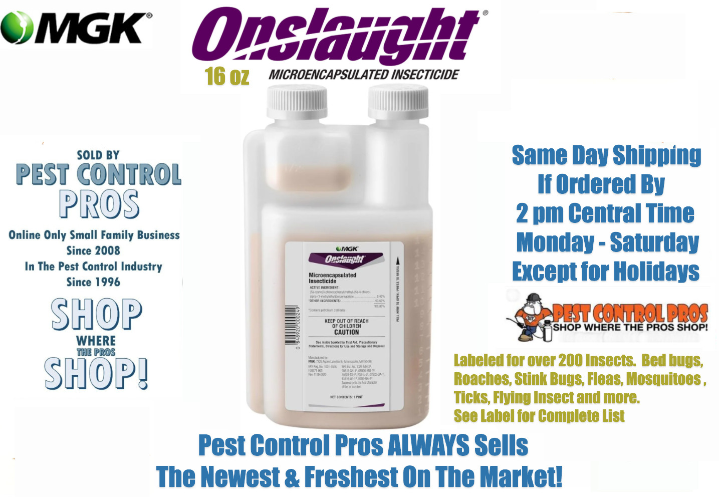 16 oz Onslaught Pest Control Insecticide Scorpions Bed Bugs Roaches Spiders etc gallery