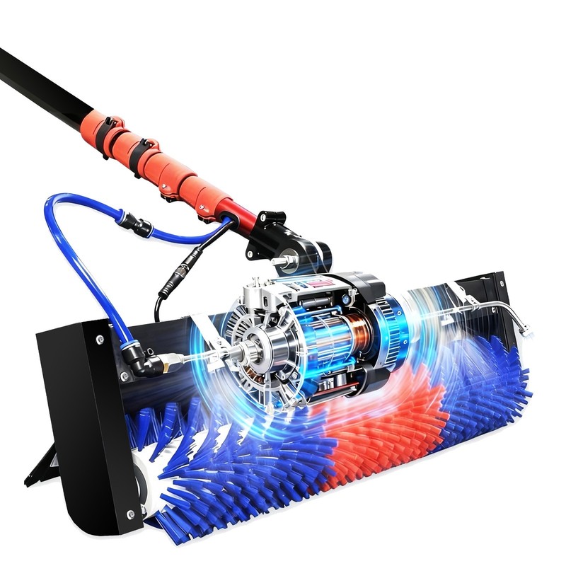 24ft Solar Panel Cleaning Brush - 400 RPM Water-Fed, AC/Battery Powered gallery