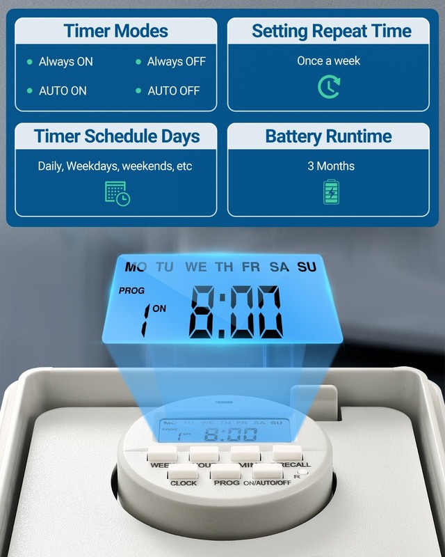DEWENWILS Pool Pump Timer, Outdoor Digital Timer Box Heavy Duty 7-Day Programmab gallery