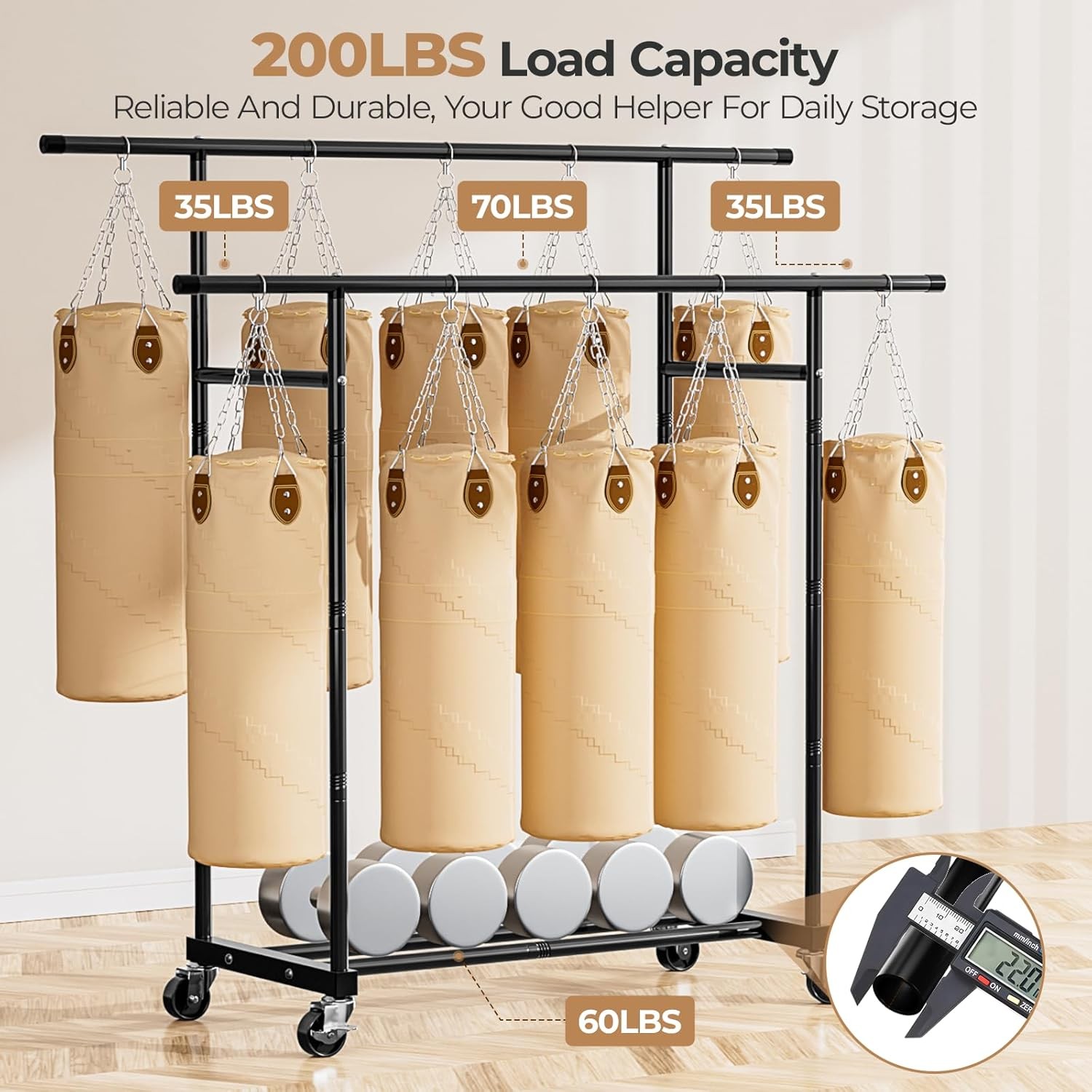 Abiglifty Double-Rods Clothes Rack for Hanging Clothes Clothing Rack with Wheels gallery