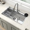 Silver Kitchen Sink Stainless Steel 28"/30"/32" Single Bowl Drop In Top Mount gallery