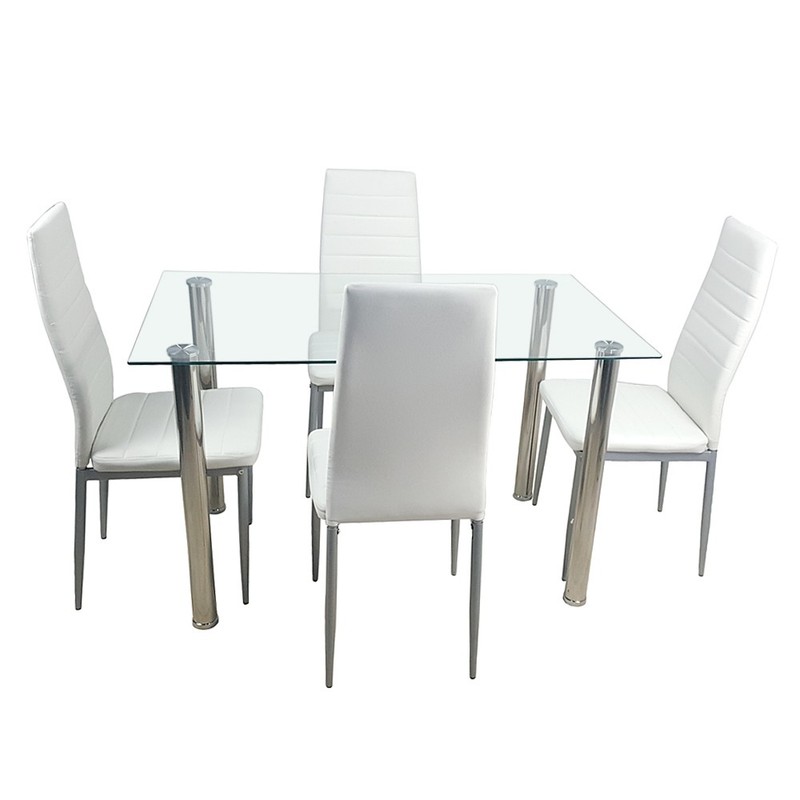 【Same Code：09951951】110CM Clear Color Dining Table Set gallery