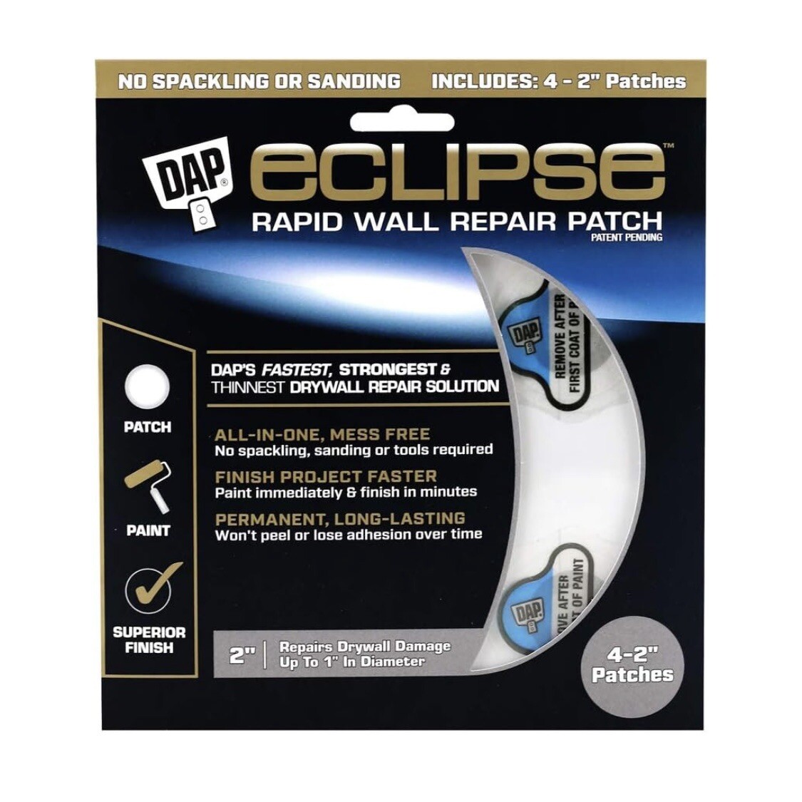 DAP Eclipse Rapid Wall / Ceiling Repair Patch Includes 4 - 2" Patches NEW gallery