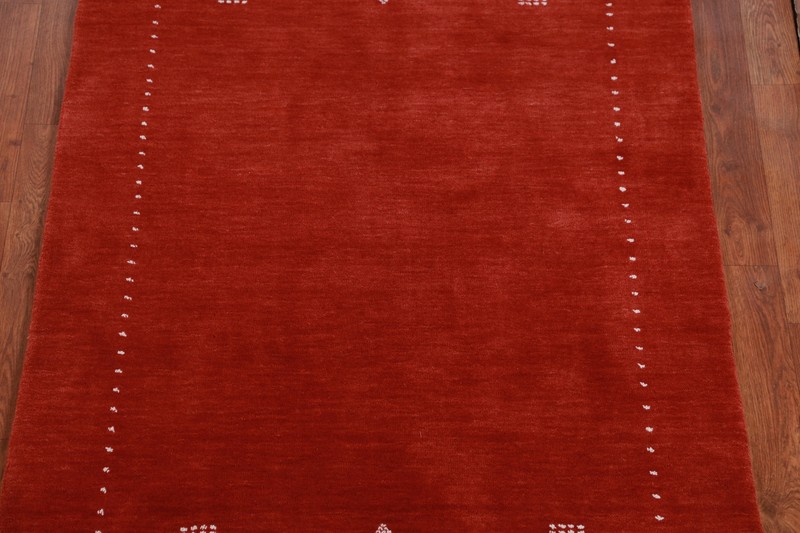 Rust/ Ivory Bordered Handmade Wool Gabbeh Indian Rug 3x5 ft. Foyer Carpet gallery