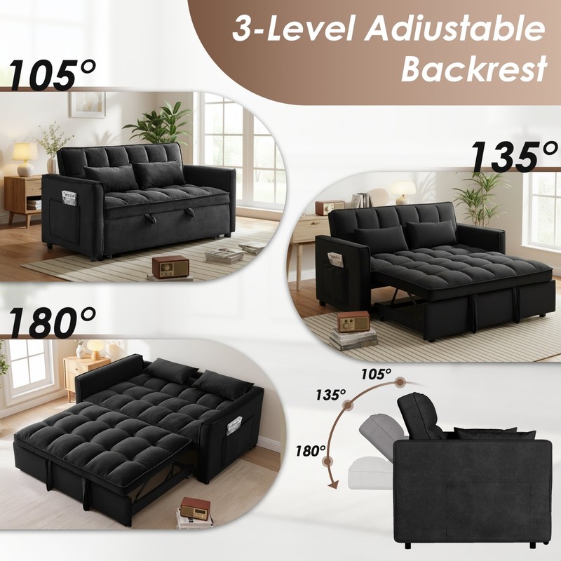 3 in 1 Sofa Bed Convertible Sleeper Sofa with Pull Out Bed Loveseat Couch gallery