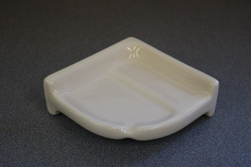 ACP Ceramic -Glossy Almond- Reversible Corner Shower Soap Dish Shelf gallery