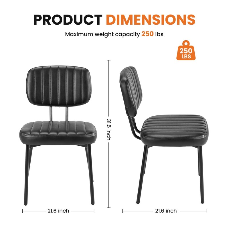 2 Pcs Set Compact Cute Modern Kitchen Dining Chair with Upholster Seat Soft Back gallery