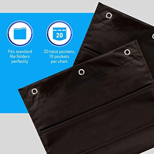Deep File Pocket Chart - 47 x 14 in, Black - 2-Pack 20-Pocket Chart for gallery