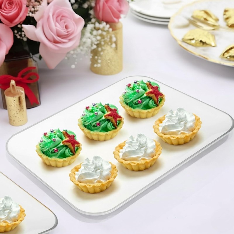 8x11 Inch Rectangular Silver Plastic Dessert Trays - Pack of 3 for Entertaining gallery