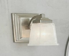 Allen + Roth Elloree Square Vanity Light Brushed nickel/ Frosted Glass. {90}.