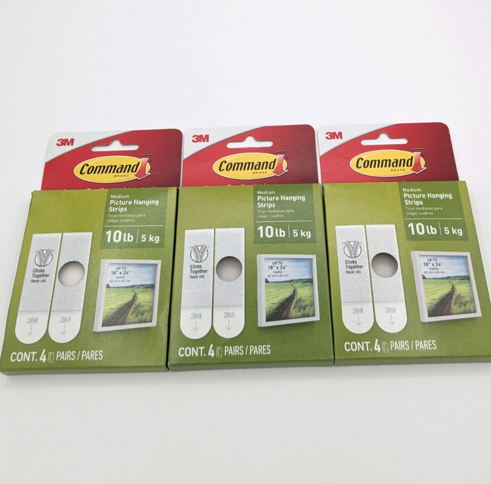 3M Command Medium Picture Hanging Strips Holds 10 lb 3 Packs 4 Pairs Per Pack gallery