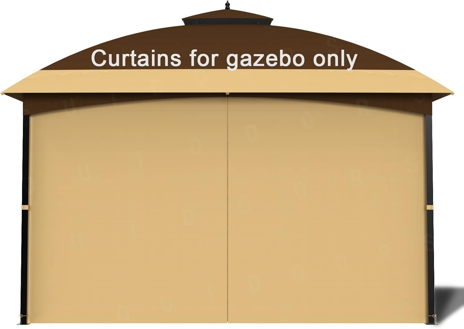 4-Piece, 10 x 13 ft, 100% Polyester Gazebo Sidewall Curtain Set - Khaki gallery