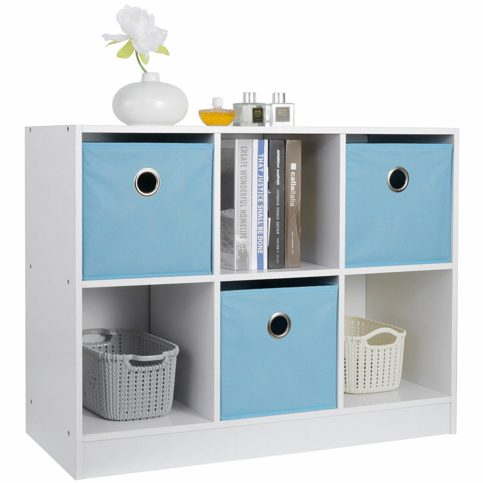 6 Cubes Storage Organizer Shelves Bookcase Cabinet Wood Display Room Office gallery