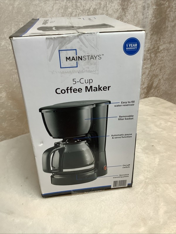 Mainstays 5-Cup Black Coffee Maker - Black Dishwasher Safe gallery