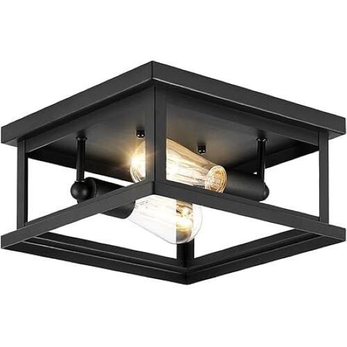 TRENDY WESTOVER STYLE 2-LIGHT BLACK FLUSHMOUNT LIGHT FIXTURE 4"T 12"W WVR1612EK gallery