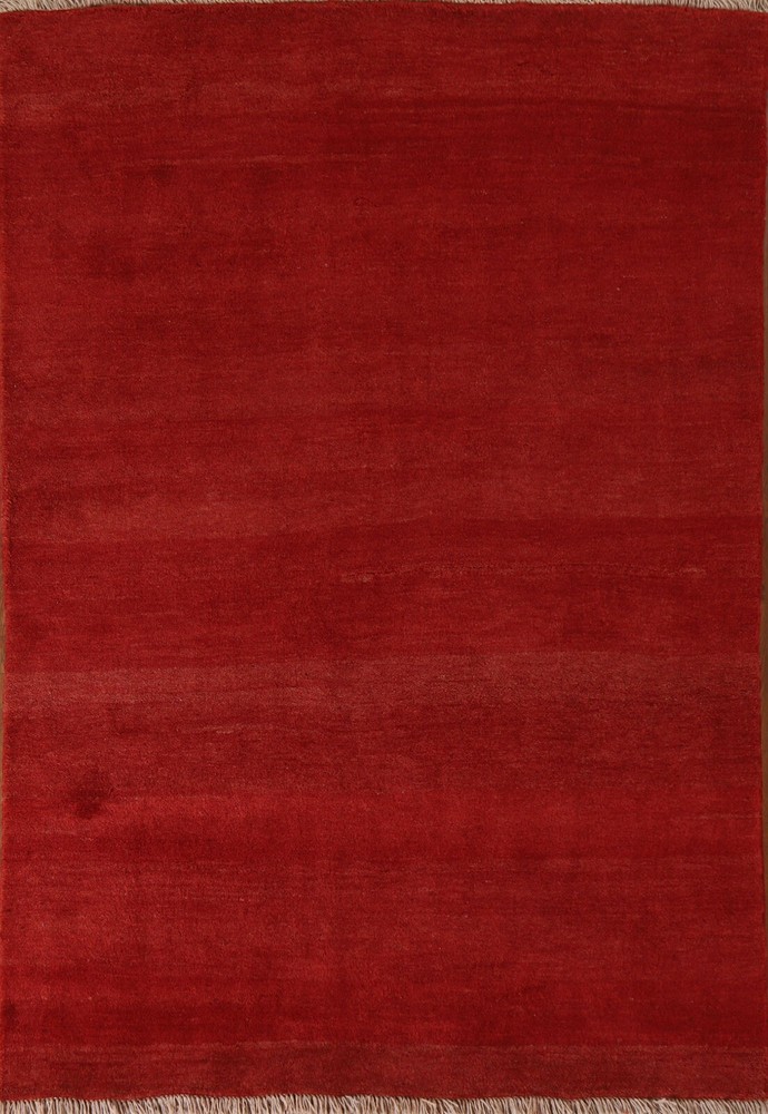 Solid Color Contemporary Gabbeh Rug 5x7 Handmade Wool Red Carpet