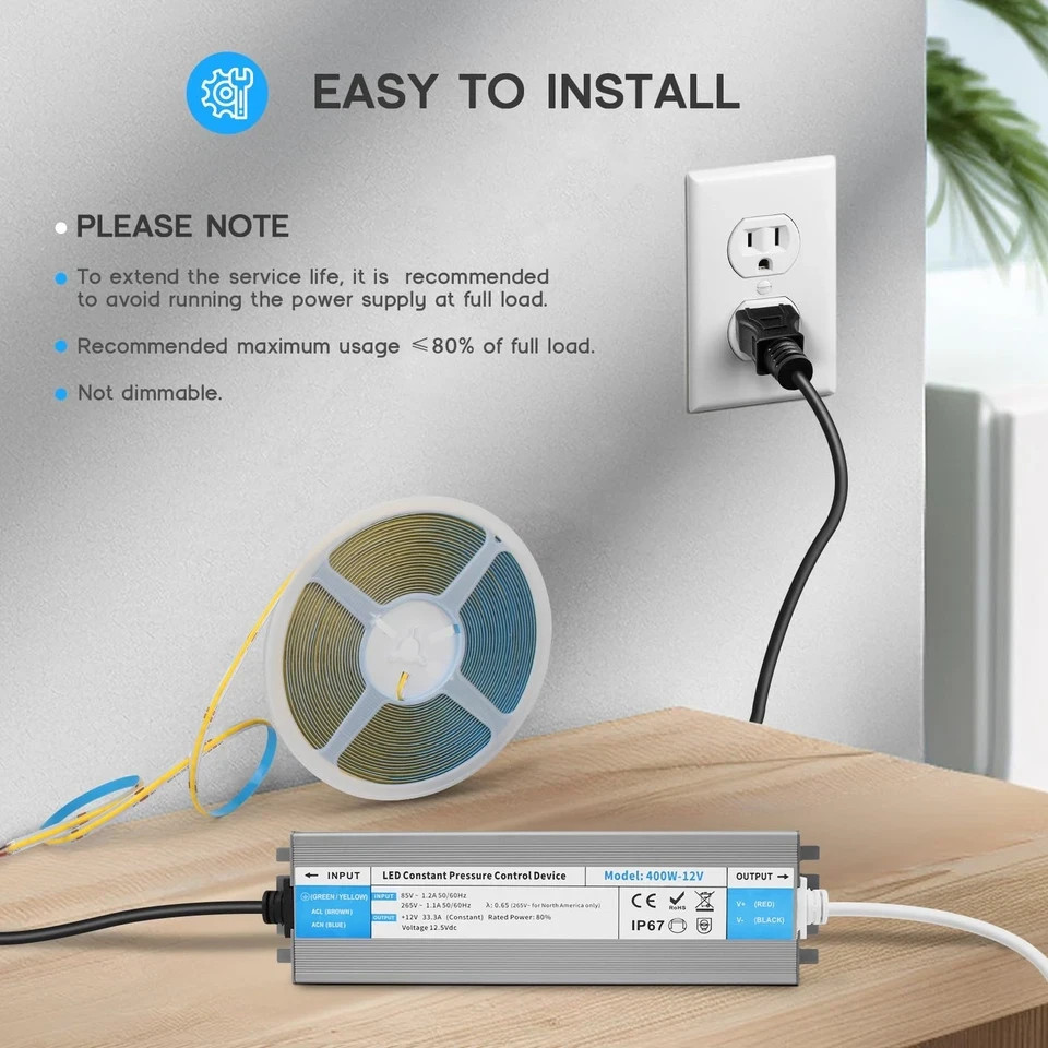 LED Driver 100 Watts Waterproof IP67 Power Supply 85V-265V AC to 12V DC Conve... gallery