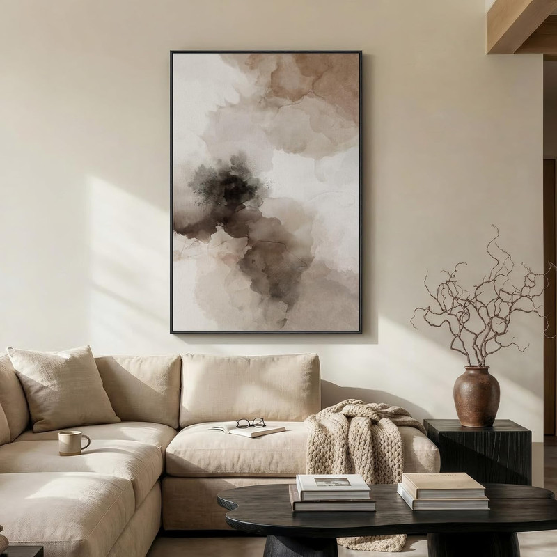 Extra Large Neutral Abstract Wall Art for Modern Living Room Decor 40x60 In gallery