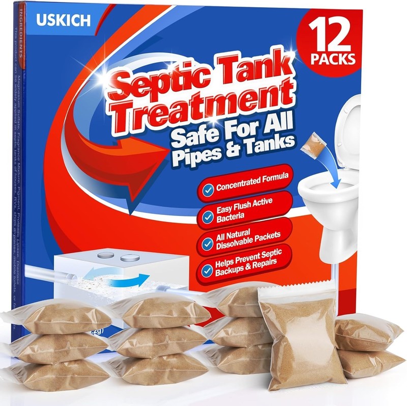 Septic Safe Dissolvable Bacteria Packets - 12 Count for Odor Control and Clogs gallery