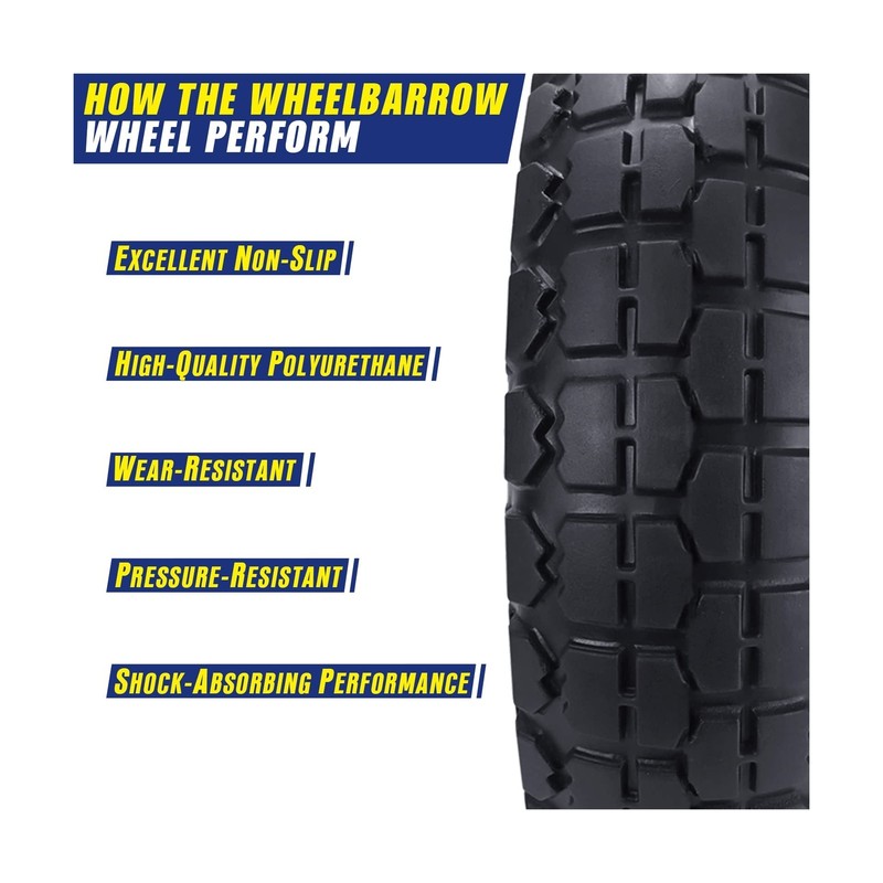 4 Pcs 10" Flat Free Tires Solid Pneumatic Tires Wheels, 4.10/3.50-4 Air Less ... gallery