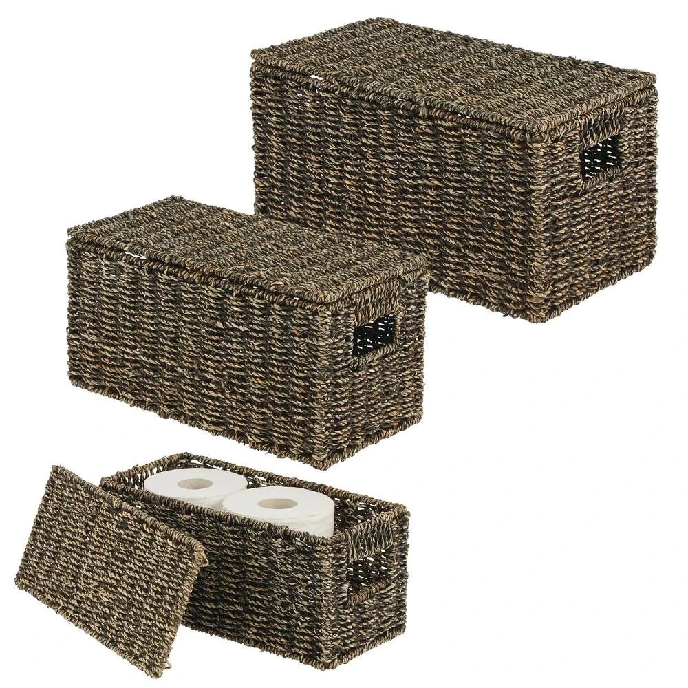 mdesign SEAGRASS NESTING BASKET SET WITH REMOVABLE LIDS gallery