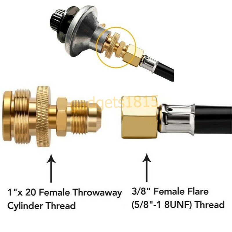 1LB Propane Tank Cansiter Regulator Adapter Connect to 3/8"Male Flare 5/8"-18UNF gallery