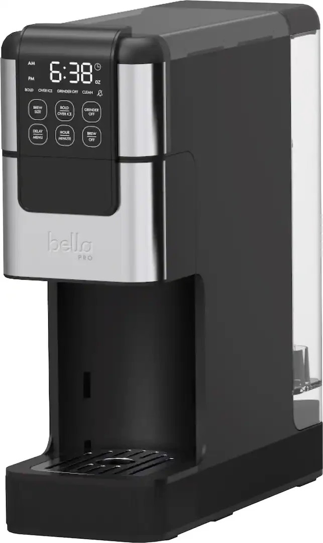 bella PRO Programmable Single-Serve Coffee Maker Integrated Burr Grinder Silver gallery