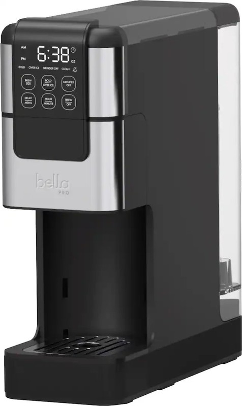 bella PRO Programmable Single-Serve Coffee Maker Integrated Burr Grinder Silver gallery