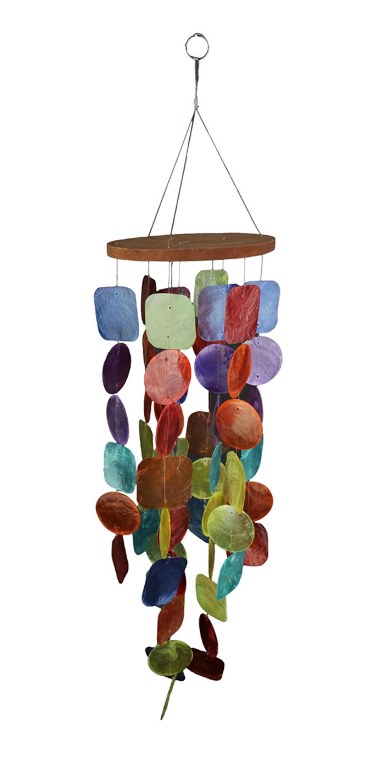 Multicolor Dyed Capiz Shell 26 Inch Long Wind Chime Garden Patio Yard gallery