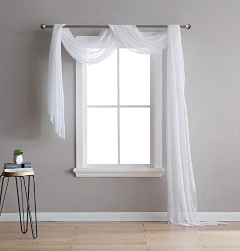 Window Scarf Curtain. Extra Long Window 54"W x 288"L (Pack of 1) White gallery